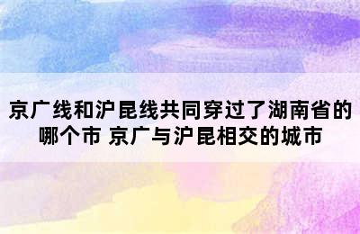 京广线和沪昆线共同穿过了湖南省的哪个市 京广与沪昆相交的城市